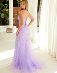 LONG GOWN IN TULLE MATERIAL WITH A FULLY SEQUIN APPLIQUE BODICE_R1717